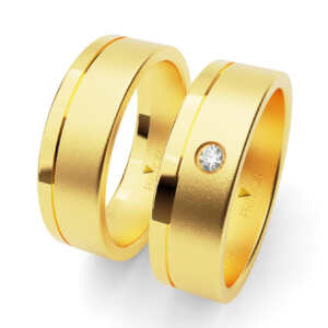 Par de Alianças em ouro modelo Acácia diamante AL001