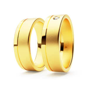 Par de Alianças em ouro modelo Acácia diamante AL001