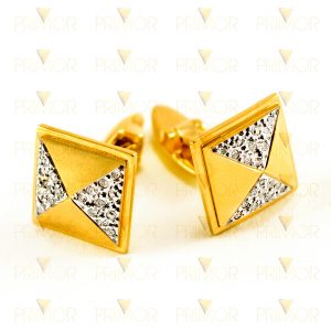 Abotoadura em ouro com 40 pedras e banho de ródio AB007