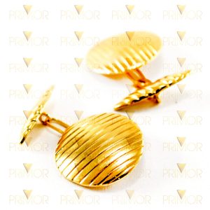 Abotoadura em ouro texturizado com detalhe frisado AB004