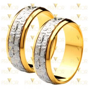 Aliança comemorativa para aniversário de bodas de prata modelo largo BD003