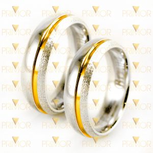 Aliança Em Prata 950k com Detalhe em Ouro Amarelo Certificado PT002