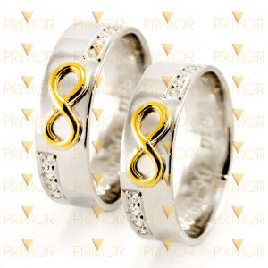 Aliança em Prata 950k com Símbolo do Infinito em Ouro 18k PT013