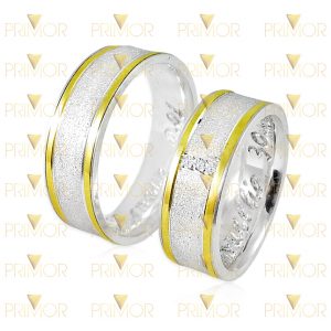 Aliança em Prata com Chapa de 2g em Ouro Amarelo 18k PT017