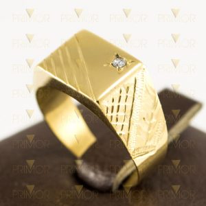Anel masculino de ouro acabamento polido com diamante 1 ponto AN026
