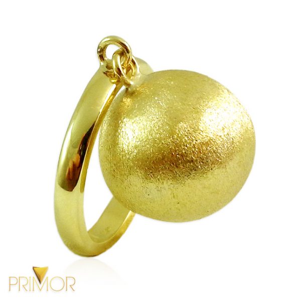 Anel de ouro polido com pingente de bola fosca de 10mm AN086