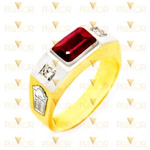 Anel de formatura masculino com duas cores de ouro e 6g FT008