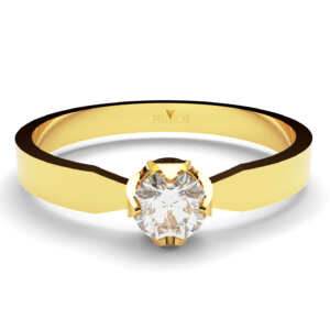 Anel de noivado solitário em ouro formato de coroa NV016