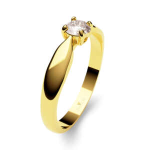 Anel de noivado solitário em ouro fino e delicado NV017
