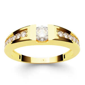 Anel de noivado solitário em ouro robusto pedras NV004