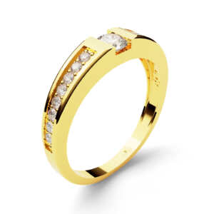 Anel de noivado solitário em ouro robusto pedras NV004