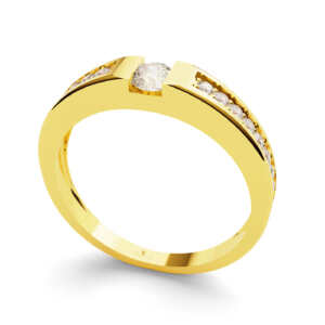 Anel de noivado solitário em ouro robusto pedras NV004