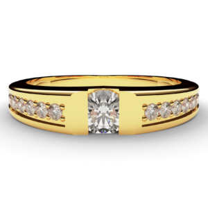 Anel de noivado solitário em ouro robusto pedras NV004