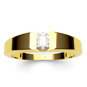 Anel de noivado solitário em ouro pedra embutida NV008