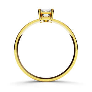 Anel de noivado solitário em ouro com pedra baguete retangular NV001