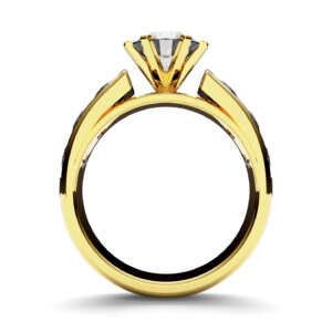 Anel de noivado solitário em ouro robusto 7 pedras NV009