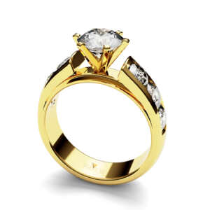 Anel de noivado solitário em ouro robusto 7 pedras NV009