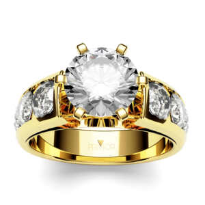 Anel de noivado solitário em ouro robusto 7 pedras NV009