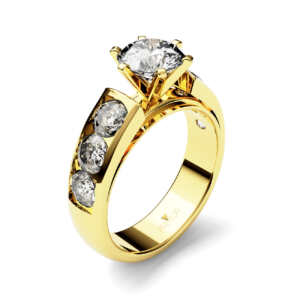Anel de noivado solitário em ouro robusto 7 pedras NV009