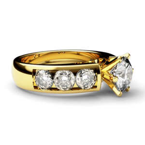 Anel de noivado solitário em ouro robusto 7 pedras NV009