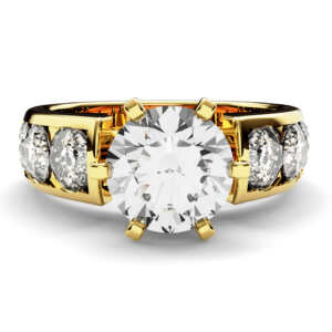 Anel de noivado solitário em ouro robusto 7 pedras NV009