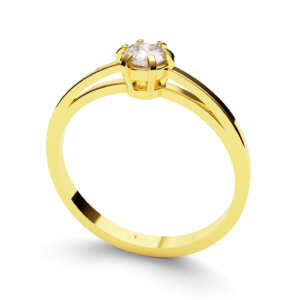 Anel de noivado solitário em ouro vazado e delicado NV007