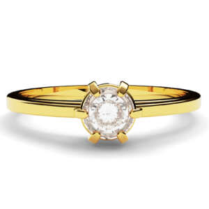 Anel de noivado solitário em ouro vazado e delicado NV007