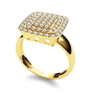 Anel de noivado em ouro vazado com 55 pedras NV003