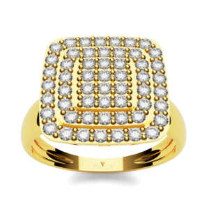 Anel de noivado em ouro vazado com 55 pedras NV003