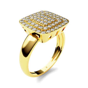 Anel de noivado em ouro vazado com 55 pedras NV003