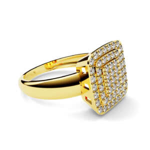 Anel de noivado em ouro vazado com 55 pedras NV003