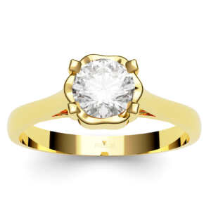 Anel de noivado solitário em ouro com garras trançadas NV010