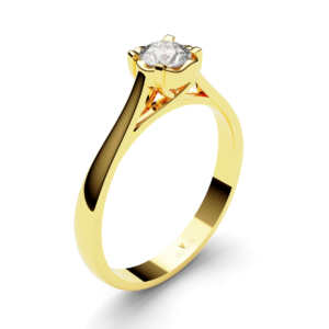 Anel de noivado solitário em ouro com garras trançadas NV010