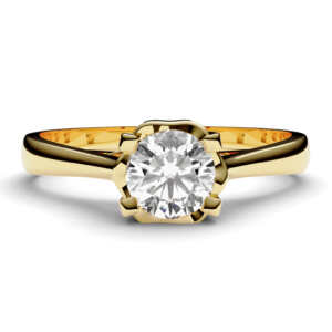 Anel de noivado solitário em ouro com garras trançadas NV010