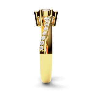 Anel de noivado solitário em ouro efeito torcido e pedras NV018