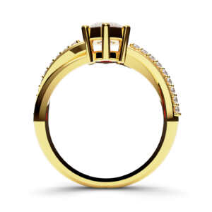 Anel de noivado solitário em ouro efeito torcido e pedras NV018