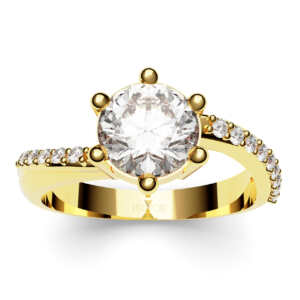 Anel de noivado solitário em ouro efeito torcido e pedras NV018