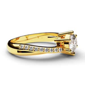 Anel de noivado solitário em ouro efeito torcido e pedras NV018