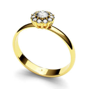 Anel de noivado solitário em ouro tipo chuveirinho com 11 pedras NV021
