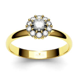 Anel de noivado solitário em ouro tipo chuveirinho com 11 pedras NV021