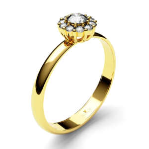 Anel de noivado solitário em ouro tipo chuveirinho com 11 pedras NV021