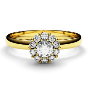 Anel de noivado solitário em ouro tipo chuveirinho com 11 pedras NV021