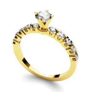 Anel de noivado solitário em ouro tipo meia aliança NV002