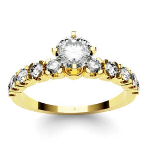 Anel de noivado solitário em ouro tipo meia aliança NV002