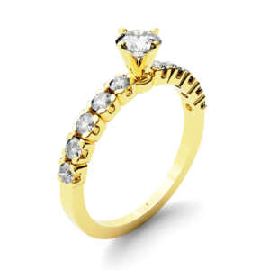 Anel de noivado solitário em ouro tipo meia aliança NV002