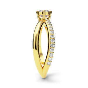 Anel de noivado solitário em ouro vazado lateral com pedras NV019