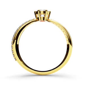 Anel de noivado solitário em ouro vazado lateral com pedras NV019