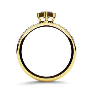 Anel de noivado solitário em ouro com pedras e banho de ródio NV005