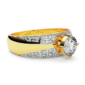 Anel de noivado solitário em ouro com pedras e banho de ródio NV005