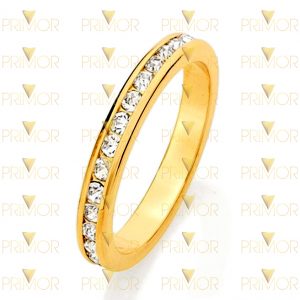 Anel de ouro com cravação no trilho com volta de pedras AN018